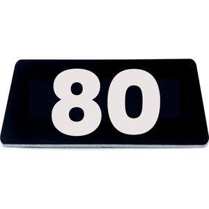 Nummerplaatje 80 - 80 x 50 x 1,6 mm - Zwart/wit - incl. 3M-tape | Nummerbordje - Deur en kamernummer - brievenbusnummers - Gratis verzending - 5 jaar garantie | Gratis Verzending