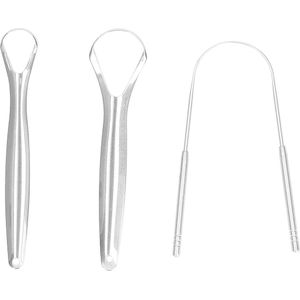 3PCS Draagbare Tongschraper Rvs Tong Cleaner Reinigingsborstel Oral Care Tools voor Mondhygiëne Slechte Adem Relief