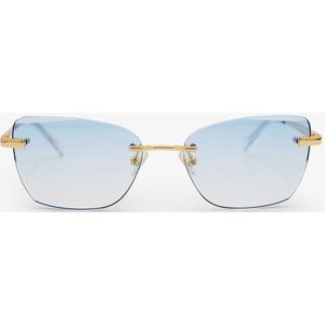 Lanoux Eyewear - Randloze Zonnebril - 18K Goud - Diamant Cut Sky Blue | Dameszonnebril | Randloos | UV400-bescherming
