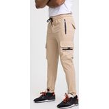 Zayne Milano - Heren Joggingbroek - Zakken Op De Zijkant Met Rits - Beige - Stijlvol