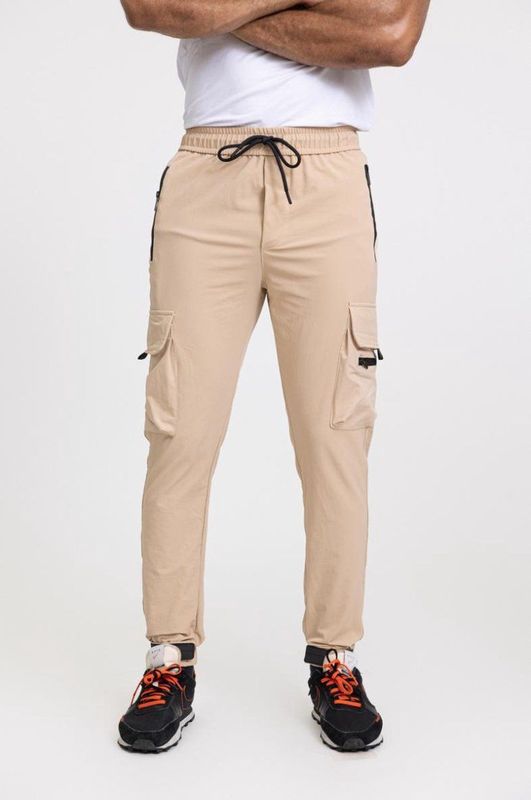 Zayne Milano - Heren Joggingbroek - Zakken Op De Zijkant Met Rits - Beige - Stijlvol