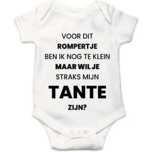 Soft Touch Rompertje met Tekst - Wil jij straks mijn Tante zijn? | Baby rompertje met leuke tekst | | kraamcadeau | 0 tot 3 maanden | GRATIS verzending