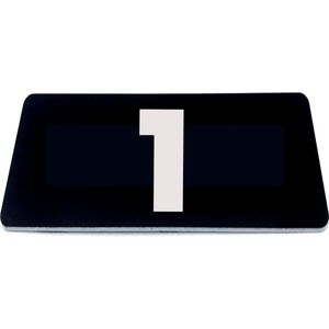 Nummerplaatje 1 - 80 x 50 x 1,6 mm - Zwart/wit - incl. 3M-tape | Nummerbordje - Deur en kamernummer - brievenbusnummers - Gratis verzending - 5 jaar garantie | Gratis Verzending