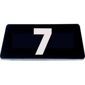 Nummerplaatje 7 - 80 x 50 x 1,6 mm - Zwart/wit - incl. 3M-tape | Nummerbordje - Deur en kamernummer - brievenbusnummers - Gratis verzending - 5 jaar garantie | Gratis Verzending
