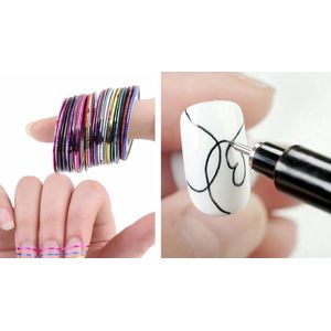 Nagels decoratie set. Graffiti pen. Nagel gel plak strips.
