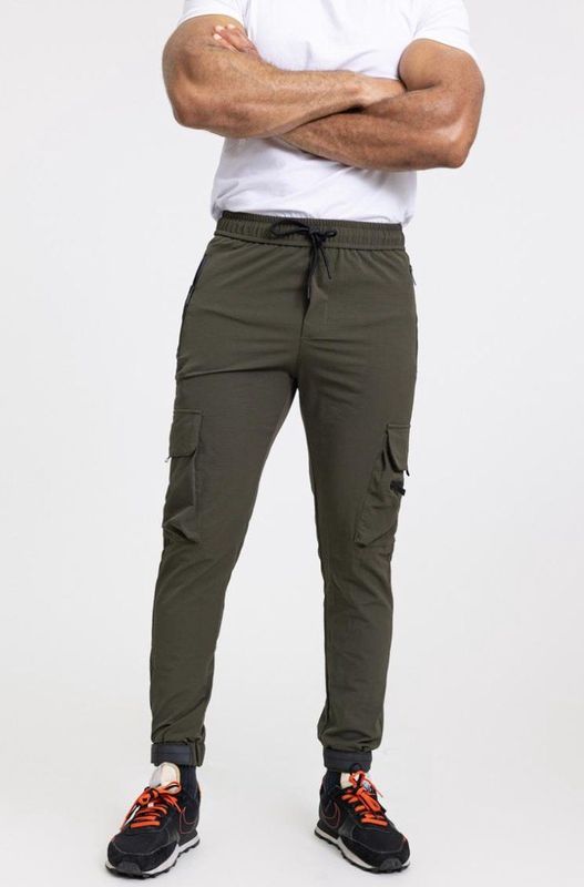 Zayne Milano - Heren Joggingbroek - Zakken Op De Zijkant Met Rits - Kaki - Stijlvol