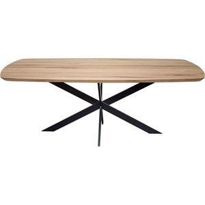 1x Tafel Eiken Hout Deens Ovaal (Ton) - Kleur : Naturel - 240x103 - Swiss edge - Afgeronde hoeken (zijkanten) - Spinpoot groot smal