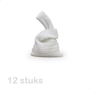 12 stuks Trendy Tetra Zakjes – Knot Bags – Kleur Wit – Accessoire tasje - Bedankje – Doopsuiker - Traktatie