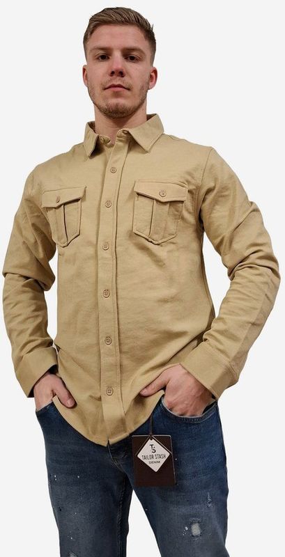 Indigo Denim - ID-031 - Overhemd - Camel - 50% Katoen 47% Polyester 3% Elastan