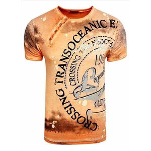 Rusty Neal - Heren T-Shirt - Orange - Zachte Stof - Italianstyle