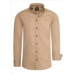 Italian Style - Heren Overhemd - Camel - Katoen - Casual