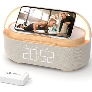 Draadloze Radiowekker - Wekkerradio - Bluetooth - Slimme wekker - Sluimerfunctie - LED-display - USB - Laadstation