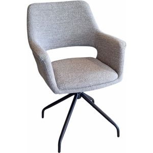 1x Stoel - Eetkamerstoel Madore - Alpine Steel 149 Boucle Stof - 180° draaibaar - Return memory functie - Pootkleur zwart metaal