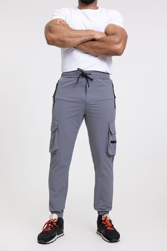 Zayne Milano - Heren Joggingbroek - Zakken Op De Zijkant Met Rits - Grijs - Stijlvol