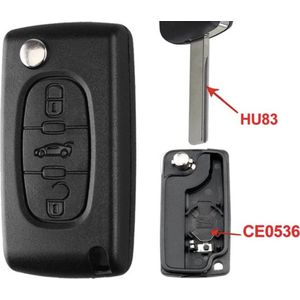 geschikt voor Peugeot 3 knops HU83 /Autosleutel/Autosleutelbehuizing / sleutelbehuizing auto / sleutel / Peugeot 3 knops HU83 CE0536