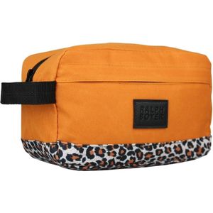 Fana Bags - Toilettas oranje panterprint - Dames toilettas - Reis toilettassen - Toilettas/make-up tas met handvat voor heren/dames