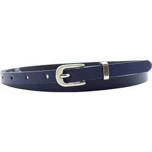 Fana Belts Smalle Dames Riem Blauw - Zilveren Lus - Leren Damesriem - Taillemaat 80 - Kleine Maat Riem