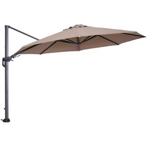 Garden Impressions Hawaii zweefparasol Ø350 cm carbon black / taupe met 90kg verrijdbare parasolvoet en parasolhoes