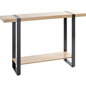 Haltafel| 2 Planken | Licht Eiken Dekor| Staal | Zwart | 120x82x30cm