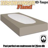 Terschellinger - 100% Katoenenflanel Hoeslaken Tot 26cm - Heerlijk Warm en Zacht - Taupe 90x200/210