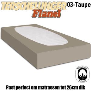 Terschellinger - 100% Katoenenflanel Hoeslaken Tot 26cm - Heerlijk Warm en Zacht - Taupe 90x200/210