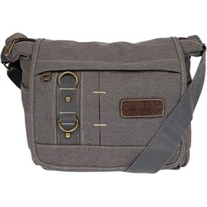 Fana Bags - Canvas schoudertas grijs - Kleine schoudertas dames / heren - Schouder tas klein canvas - Veel vakken