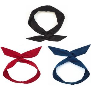 3 stuks Dames Meisjes Haarbanden met IJzerdraad Suede Look - Blauw Zwart Rood