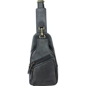 Leren Crossbody Tas Heren Zwart - Crossbodytas Heren Buffelleer - Luxe Slingbag - Herentas Echt Leer - Cadeau Man