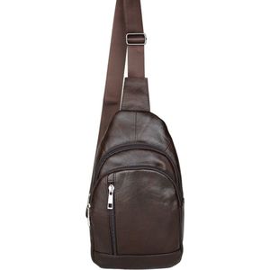 Leren crossbody tas heren bruin - Crossbodytas heren leer - Nektasje - Herentassen schuin - Rugzak schuine schouderband - Slingbag