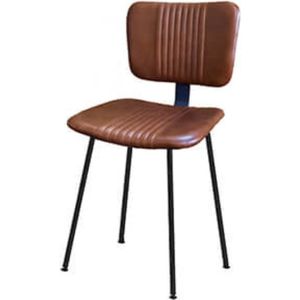 Stoel  - eetkamerstoel - leren stoel  - cognac - hoog 82cm