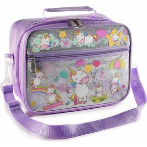 Koeltas voor Kinderen - Schoudertas - Ritssluiting - Voorvak - 4 Liter - Unicorn - Paars