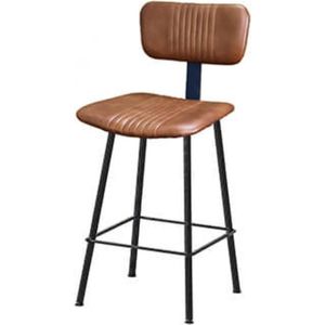 Barkrukken  - set van 2 - leren stoel  - cognac - hoog 100cm