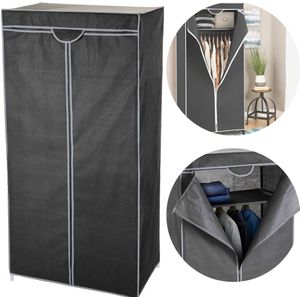 Cheqo® XL Garderobekast - Kledingkast met Metalen Frame - Kleding Opbergkast - Opvouwbare Kast - Met Legplanken en Ophangstang - 75x45x160cm