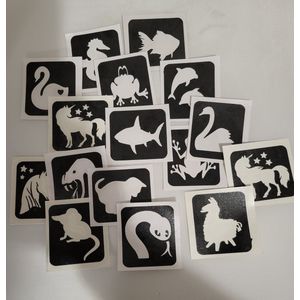Glittertattoo Set 50 Dieren Glittertattoo sjablonen