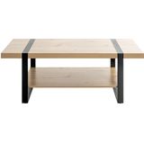 Salontafel| Blank Eiken decor | Zwart Staal | Industrieel | 120x45x60cm