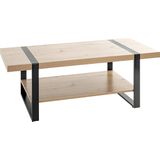 Salontafel| Blank Eiken decor | Zwart Staal | Industrieel | 120x45x60cm