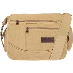 Fana Bags | Grote canvas schoudertas Beige | Heren / Dames schoudertas A4 | Canvas messenger bag | Schouder tas groot canvas | Schooltas