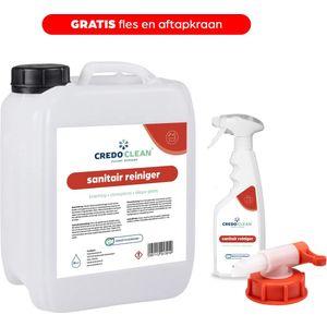 Credo Clean Sanitairreiniger Litsea Extract 5L - Voordeelverpakking - Gratis Fles + Aftapkraan - Geschikt het Gehele Sanitair - Badkamers, Wastafels, Douches en meer!