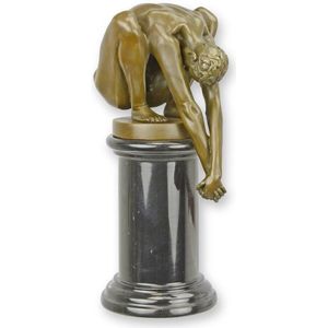 Bronzen beeld - Naakte man - erotische sculptuur - 27,7 cm hoog