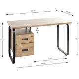 Buro | Zwart Staal | Eiken MDF | 2 Laden |120x76x60cm