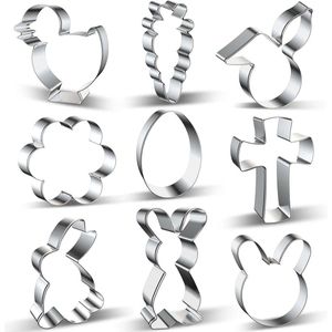 Gadgetpoint | Pasen | Easter | Paashaas | Bakset | 1 Set = 9 stuks | Pasen Bakvormen | Sinterklaas & Kerst Cadeau