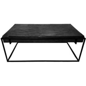 Tafel  - salontafel - rechthoekige tafel  - robuust zwart - tinachtig blad - 123 x 68 cm
