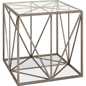 HakuShop Bijzettafel | Brons Metaal | Geometrische vormen | Vierkant | 50x50x50