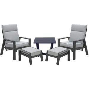 Garden Impressions Lora loungestoelen incl. voetenbank met Kent bijzettafel 47,5x47,5 - licht grijs