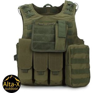 Alta-X - Professioneel Tactical Vest Leger - Leger vest - Airsoft Kleding Accessoires - Paintball - Beschermvest - Outdoor - Leger - Groen