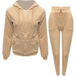 Dames huispak velours/velvet beige S