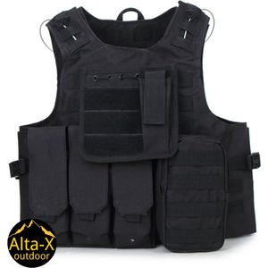 Alta-X - Professioneel Tactical Vest Leger - leger vest - Airsoft Kleding Accessoires - Paintball - Beschermvest - Outdoor - Leger - Zwart