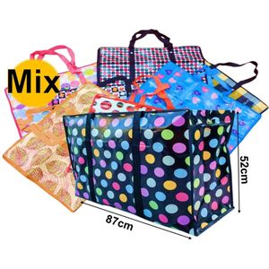 Snuffelaar - Opbergtas Mega XXXXL - Happy Color - Grote Tas - Mix - 87x55x22cm met rits - Mix kleuren - BIG Shopper- Boodschappentas - Reistas - Waszak -Verschillende Opdrukken