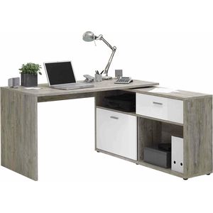 Bureau Colorado Wit - Zandeiken - 138x138cm - Hoekbureau - Met opbergruimte - Hoogte 75 cm - Met lades