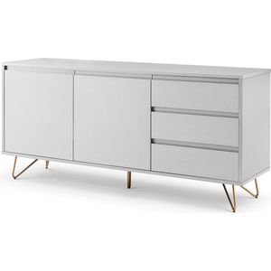 Dressoir Lucy Wit - MDF - Breedte 150 cm - Hoogte 70 cm - Diepte 40 cm - Met lades - Met planken - Met openslaande deuren